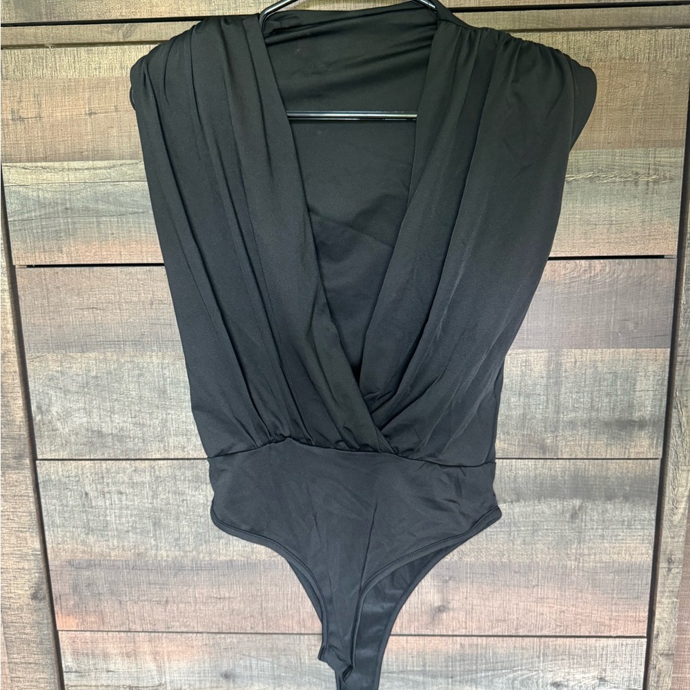 Black Draped Bodysuit